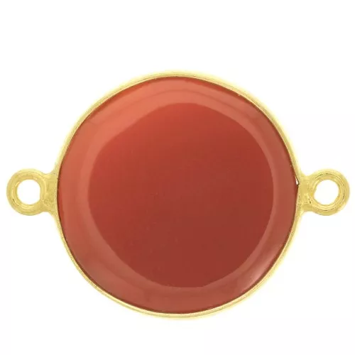 Entrepieza de piedra gemma 16mm Plata 925 Dorado con oro fino imitacióCornaline