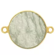 Entrepieza de piedra gemma 16mm Plata 925 Dorado con oro fino Aventurine