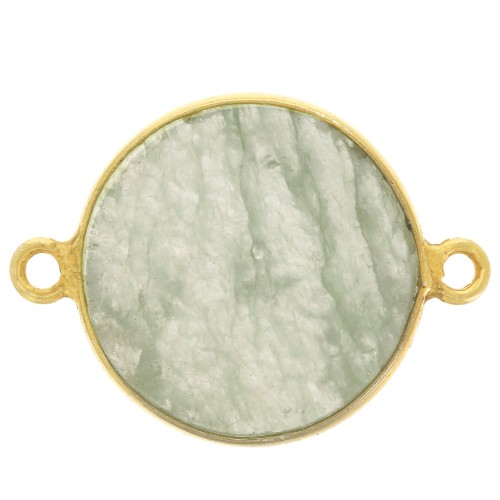 Entrepieza de piedra gemma 16mm Plata 925 Dorado con oro fino Aventurine