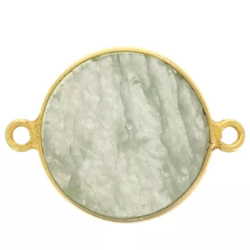 Entrepieza de piedra gemma 16mm Plata 925 Dorado con oro fino Aventurine