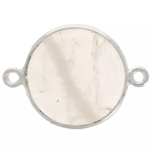 Entrepieza de piedra gemma 16mm Plata 925 - Quartz rose x1