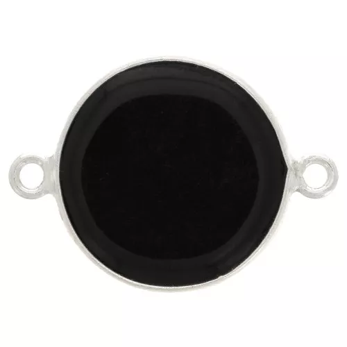 Entrepieza de piedra gemma 16mm Plata 925 - Onyx noir x1