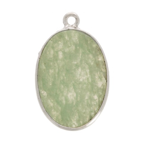 Colgante ovalado de piedra gema 18x11mm - Plata 925 - Aventurine x1
