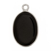 Colgante ovalado de piedra gema 18x11mm - Plata 925 - Onyx noir x1