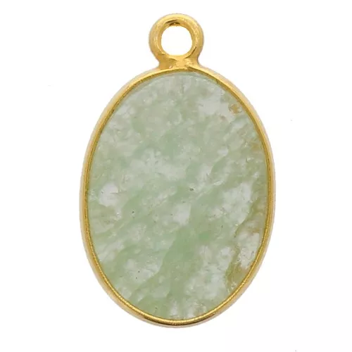 Colgante ovalado piedra gema18x11mm Plata 925 Dorado con oro fino - Aventurine x1