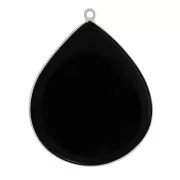 Colgante gota de piedra gema 39x31 mm - Plata 925 - Onyx noir x1