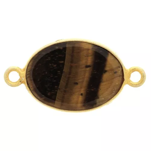 Entrepieza de piedra gemma 14x10mm Plata 925 Dorado à l'or fin Ojo de tigre