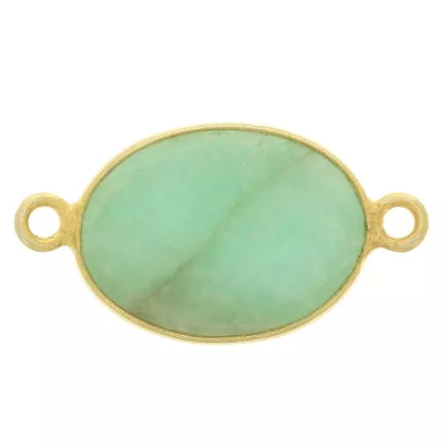 Entrepieza de piedra gemma 14x10mm Plata 925 Dorado à l'or fin Amazonite x1