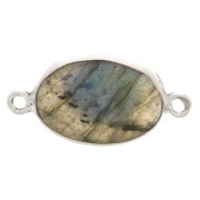 Entrepieza de piedra gemma 15x10mm Plata 925 - Labradorite x1