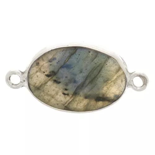 Entrepieza de piedra gemma 15x10mm Plata 925 - Labradorite x1