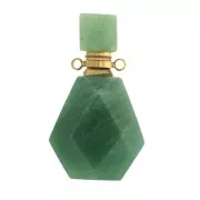 Frasco de perfume con colgante de piedra 38x22 mm Aventurine Acero inox dorado x1