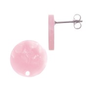 Pendientes acetato de celulosa15 mm Imitación Concha De Tortuga Rose nacré x2|raw }}