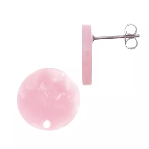 Pendientes acetato de celulosa15 mm Imitación Concha De Tortuga Rose nacré x2