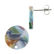 Pendientes acetato de celulosa15 mm Imitación Concha De Tortuga Bleu - Marron x2