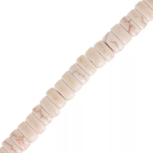 Cuentas arandelas Heishi 6x3 mm de imitación Howlite - Crème x38 cm