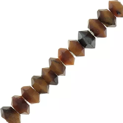 Cuentas arandelas facetadas piedra gema 3x2 mm - Oeil de tigre x20