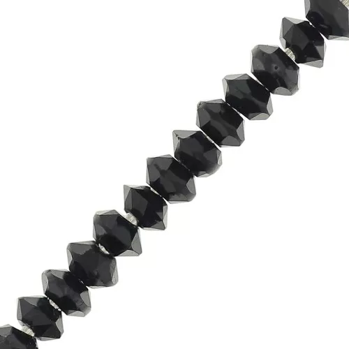 Cuentas arandelas facetadas piedra gema 3x2 mm - Onyx noir x20