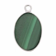 Colgante ovalado de piedra gema 18x11mm - Plata 925 - Malachite x1|raw }}