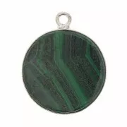 Colgante redondo de piedra gema 16 mm - de Plata 925- Malachite x1