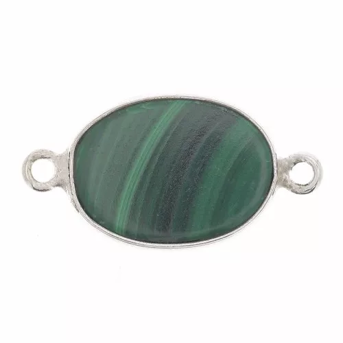 Entrepieza redondo de piedra gema 15x10mm Argent 925 - Malachite x1