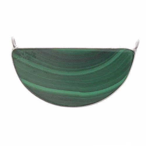 Entrepieza para collar de piedra gema 33x19 mm Plata 925 - Malachite x1