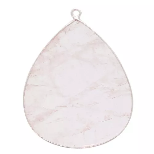 Colgante gota de piedra gema 39x31 mm - Plata 925 - Quartz rose x1