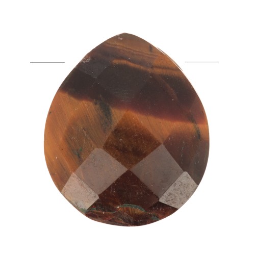 Cuenta gota facetada12x10mm en piedra gema - Oeil de tigre x1