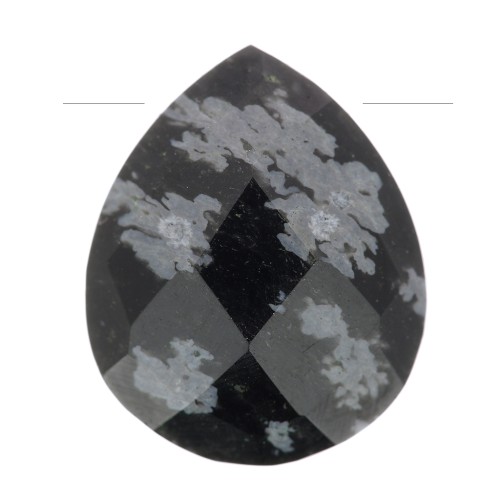 Cuenta gota facetada 12x10 mm en piedra gema - Obsidienne x1