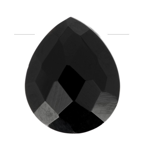 Cuenta gota facetada 12x10 mm en piedra gema tintada - Onyx noir x1