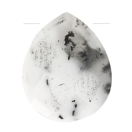 Cuenta gota facetada 12x10 mm en piedra gema - Dendrite x1