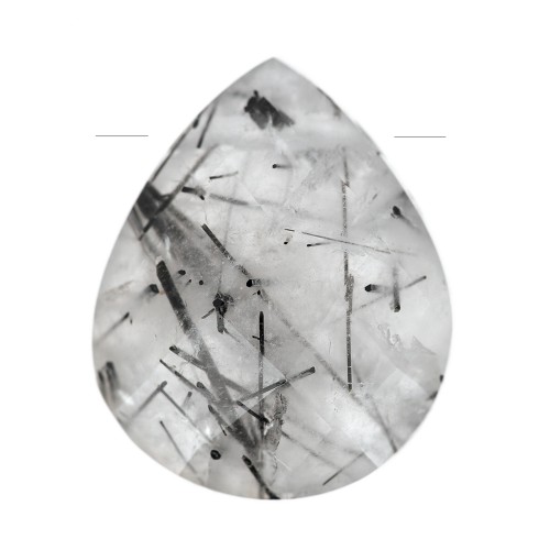 Cuenta gota facetada12x10mm en piedra gema - Quartz rutile x1