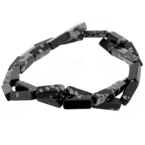 Cuentas tubos de piedra gema 13x4 mm - Obsidienne mouchetée x40cm