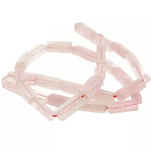 Cuentas tubos de piedra gema 13x4 mm - Quartz rose x40cm