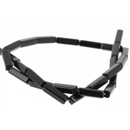 Cuentas tubos de piedra gema 14x4 mm - Agate Negra x40cm