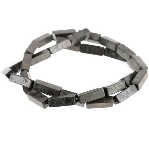 Cuentas tubos de piedra gema 13x4 mm - Pyrite x40cm