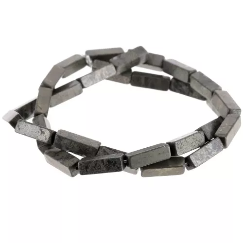 Cuentas tubos de piedra gema 13x4 mm - Pyrite x40cm