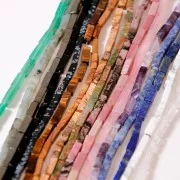 Cuentas tubos de piedra gema 13x4 mm - Pyrite x40cm