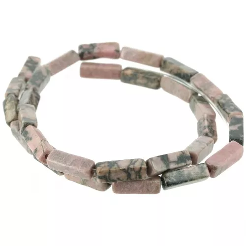 Cuentas tubos de piedra gema 13x4 mm - Rhodonite x40cm