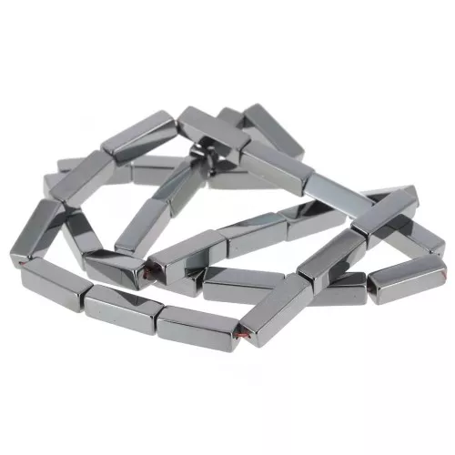 Cuentas tubos de piedra gema 13x4 mm - Hematite x40cm