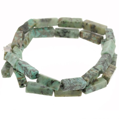 Cuentas tubos de piedra gema 13x4 mm - Turquoise africaine - Jaspe x35cm