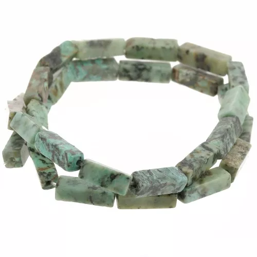 Cuentas tubos de piedra gema 13x4 mm - Turquoise africaine - Jaspe x35cm