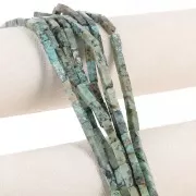 Cuentas tubos de piedra gema 13x4 mm - Turquoise africaine - Jaspe x35cm