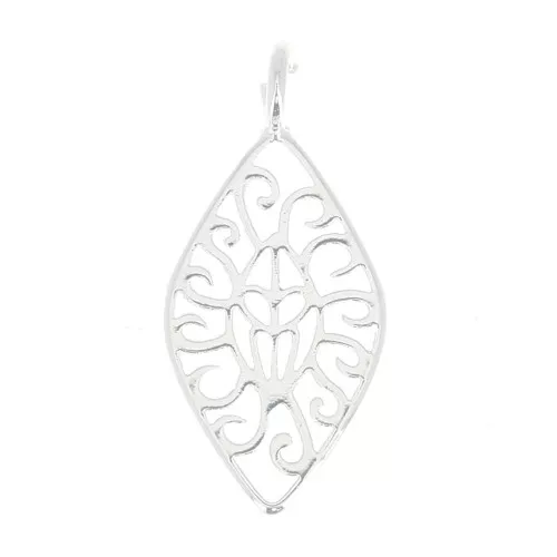 Dije rombo filigranée 14x7 mm avec anneau ouvert - Placage Argent fin x1
