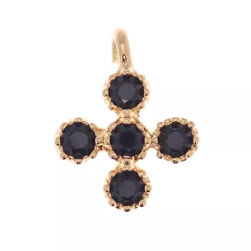 Mini dije cruz 9x7 mm con óxido de óxido de zirconio 1.3 mm - Dorado con oro fino - Noir x1
