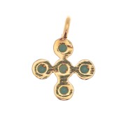 Mini dije cruz 9x7 mm con circonios 1.3 mm - Dorado con oro fino - Turquoise x1
