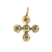 Mini dije cruz 9x7 mm con circonios 1.3 mm - Dorado con oro fino - Turquoise x1