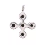 Mini dije cruz 9x7 mm con óxido de óxido de zirconio 1.3 mm - Placage Argent fin - Noir x1