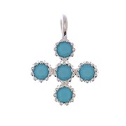 Mini dije cruz 9x7 mm con óxido de óxido de zirconio 1.3 mm - Placage Argent fin - Turquoise x1