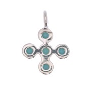 Mini dije cruz 9x7 mm con óxido de óxido de zirconio 1.3 mm - Placage Argent fin - Turquoise x1