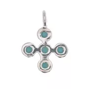 Mini dije cruz 9x7 mm con óxido de óxido de zirconio 1.3 mm - Placage Argent fin - Turquoise x1
